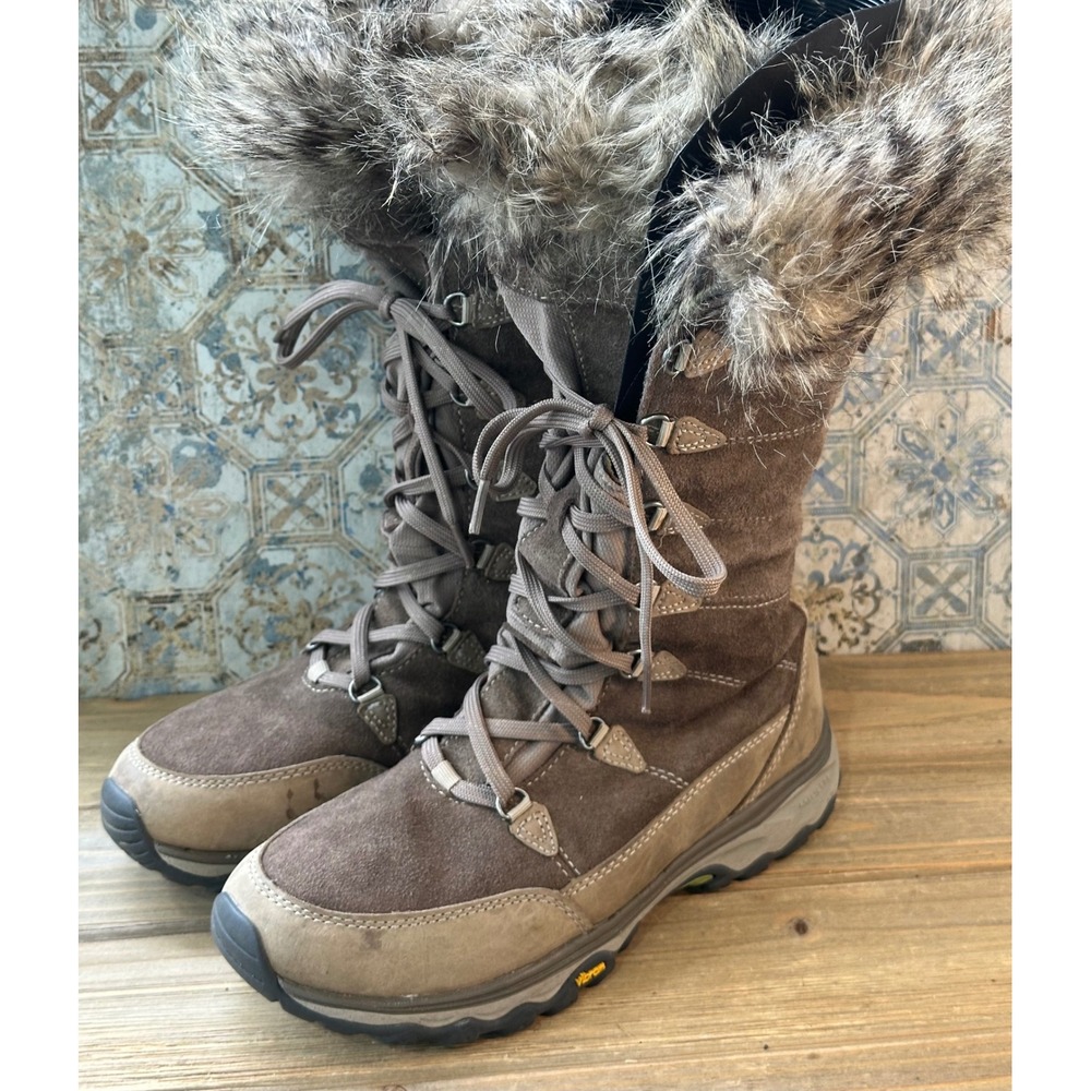 Eddie Bauer Weatheredge Faux Fur Suede Snow Boots Womens 9 Thinsulate